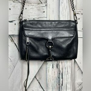 Rebecca Minkoff Mini MAC Black Crossbody Silver Chain